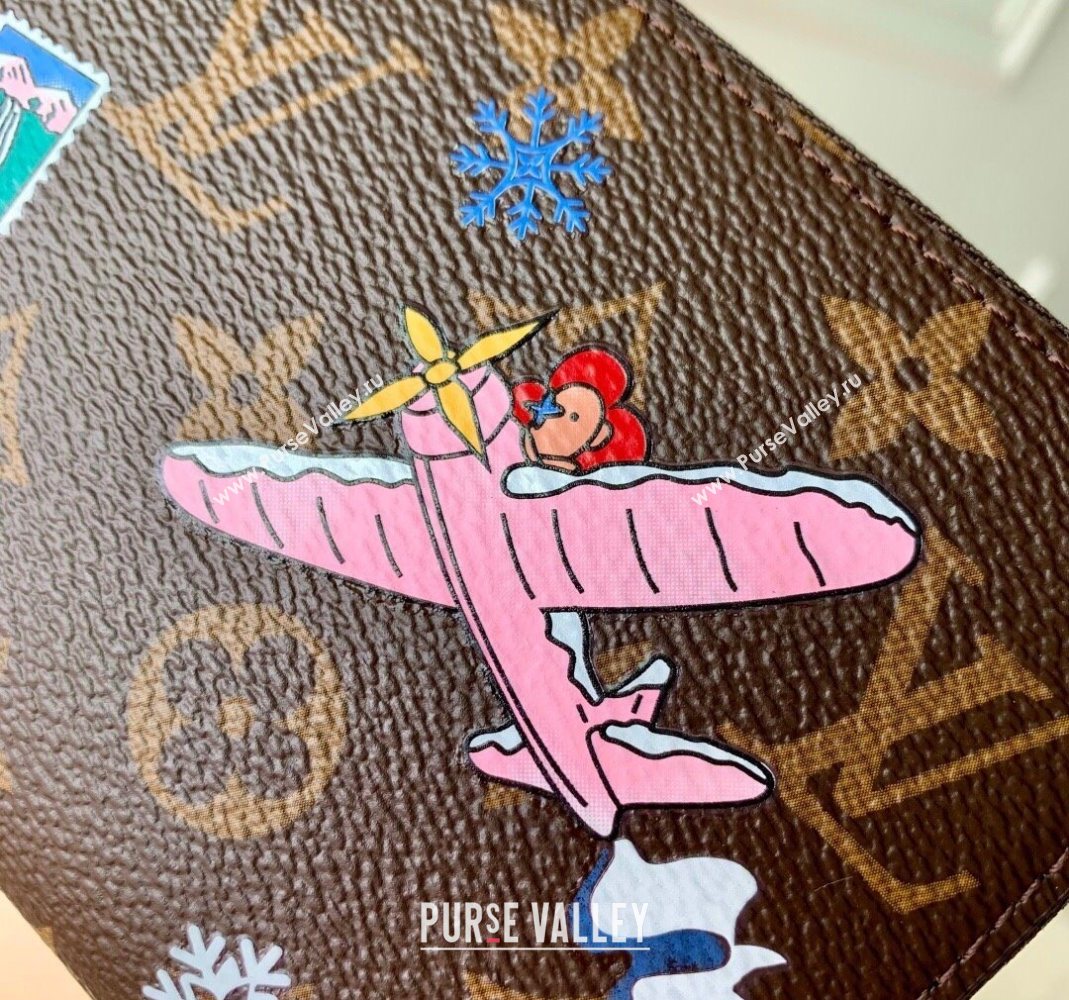 Louis Vuitton Vivienne Winter Holiday Zippy Wallet Monogram Snowy Pearl Pink/Monogram Canvas M26256 (KI-251125108)