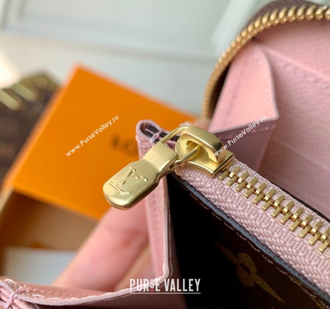 Louis Vuitton Vivienne Winter Holiday Zippy Wallet Monogram Snowy Pearl Pink/Monogram Canvas M26256 (KI-251125108)