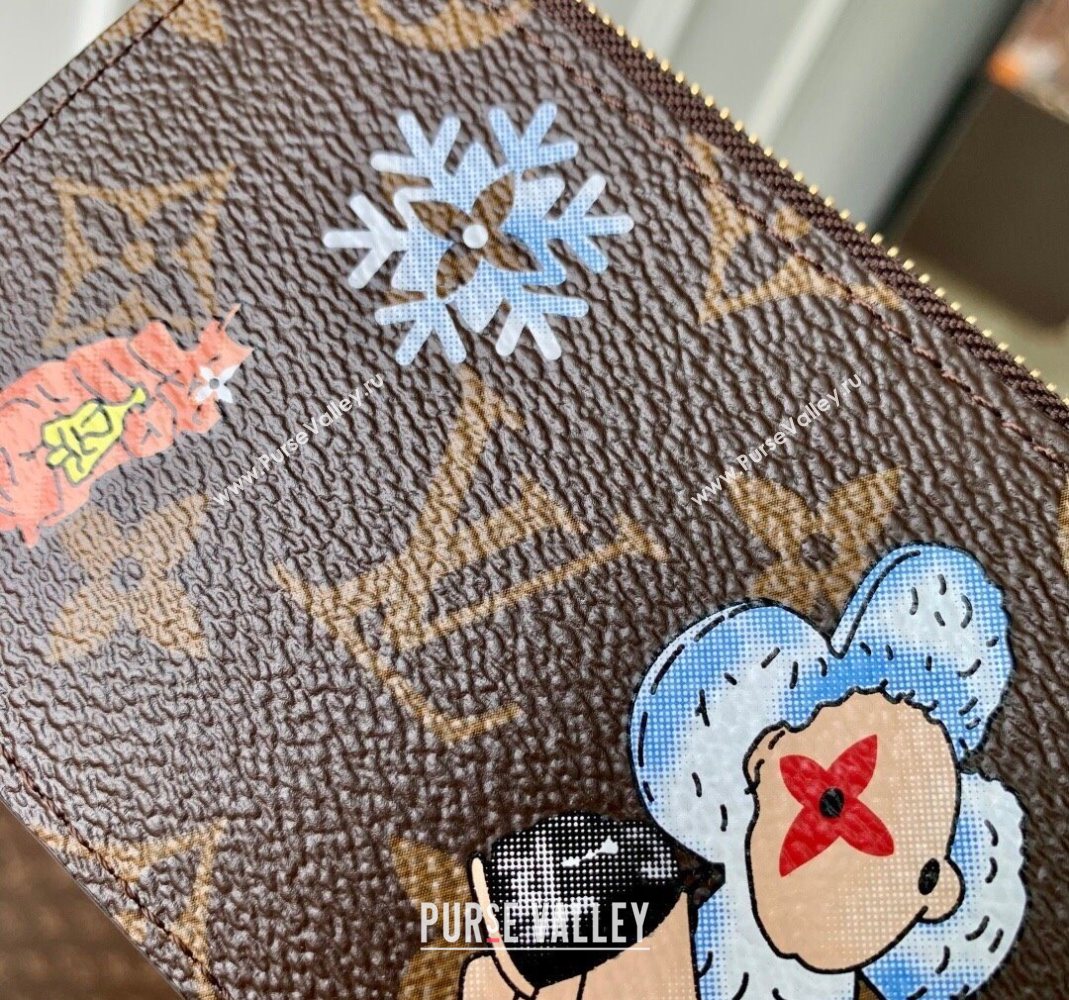 Louis Vuitton Vivenne Winter Holiday Romy Card Holder Monogram Canvas/Snowy Pearl Pink 2025 M15333 (KI-251125110)