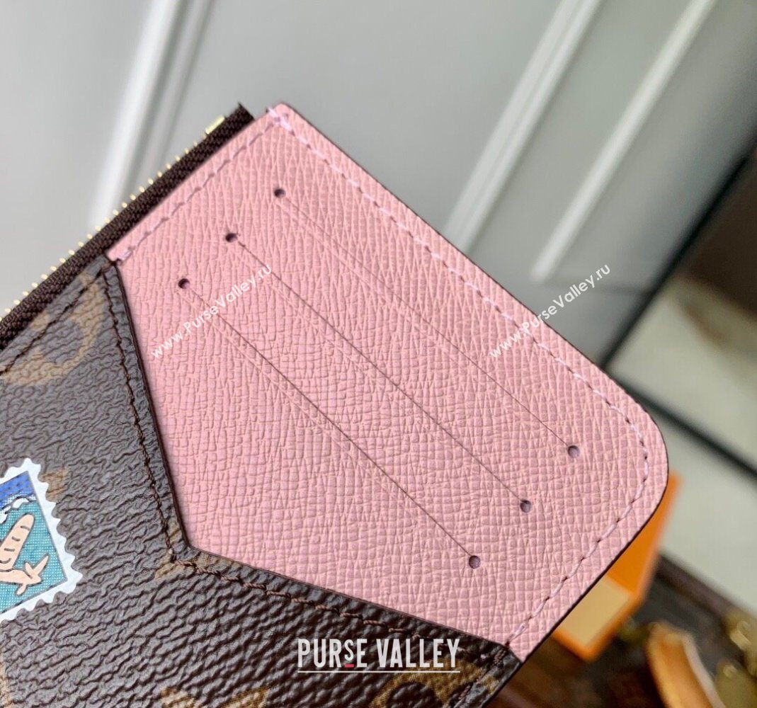 Louis Vuitton Vivenne Winter Holiday Romy Card Holder Monogram Canvas/Snowy Pearl Pink 2025 M15333 (KI-251125110)
