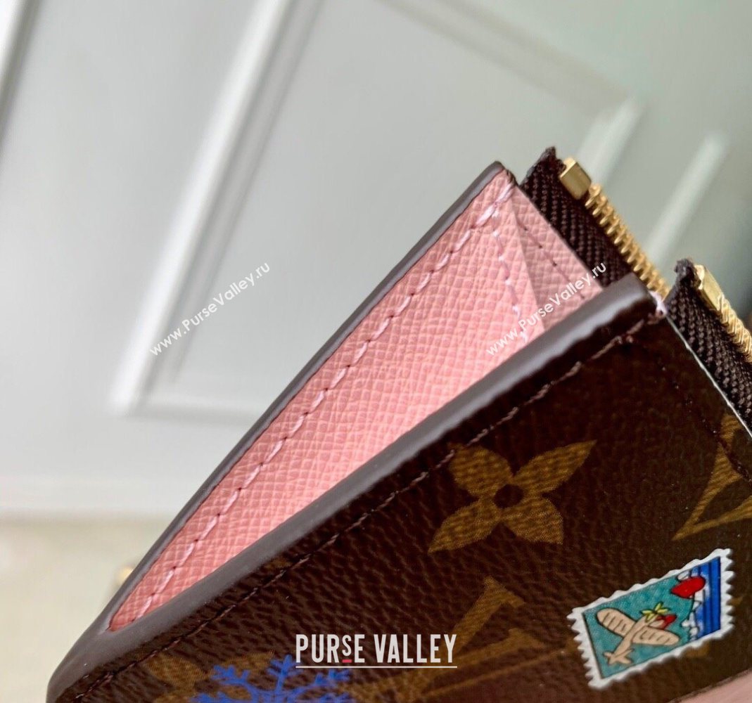 Louis Vuitton Vivenne Winter Holiday Romy Card Holder Monogram Canvas/Snowy Pearl Pink 2025 M15333 (KI-251125110)