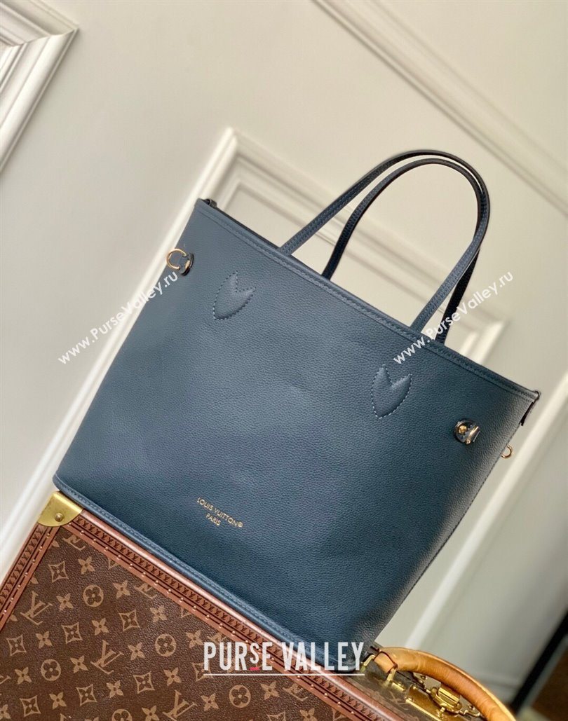 Louis Vuitton Neverfull Bandouliere Inside Out MM Tote bag Monogram Canvas/Navy Blue Leather 2025 M14994 (KI-251125088)