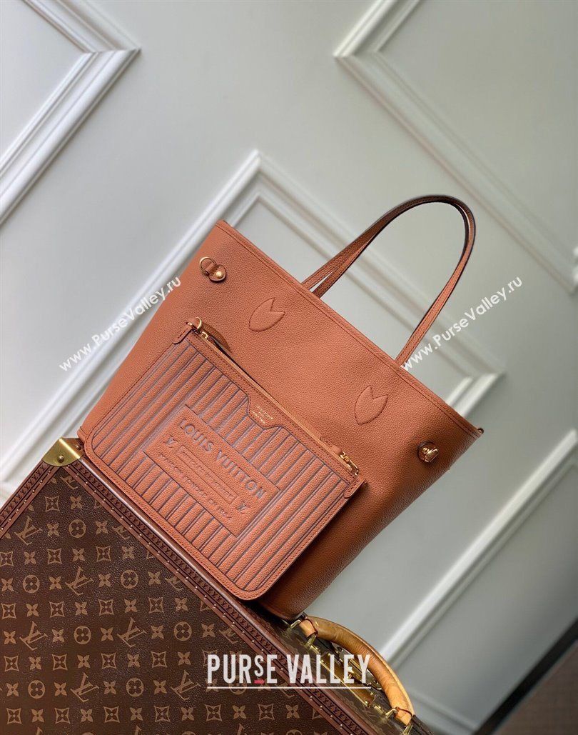 Louis Vuitton Neverfull Bandouliere Inside Out MM Tote bag Monogram Canvas/Tan Brown Leather 2025 M12061 (KI-251125087)