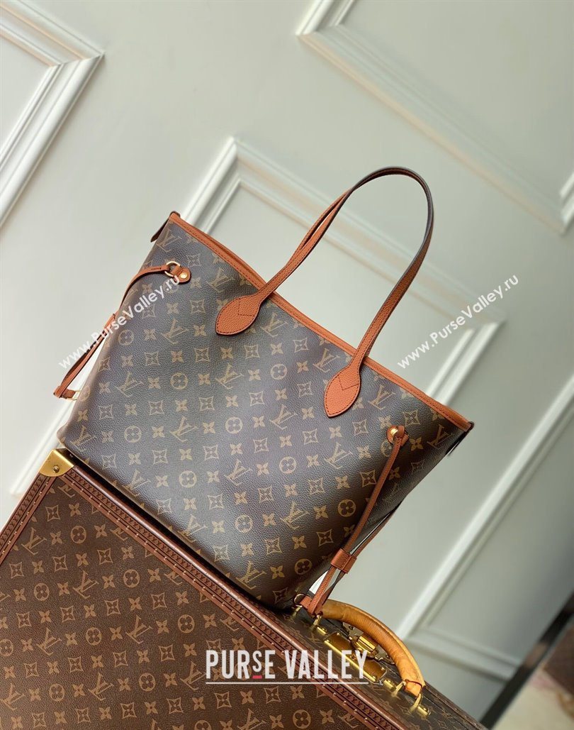 Louis Vuitton Neverfull Bandouliere Inside Out MM Tote bag Monogram Canvas/Tan Brown Leather 2025 M12061 (KI-251125087)
