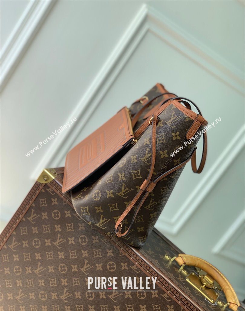 Louis Vuitton Neverfull Bandouliere Inside Out MM Tote bag Monogram Canvas/Tan Brown Leather 2025 M12061 (KI-251125087)