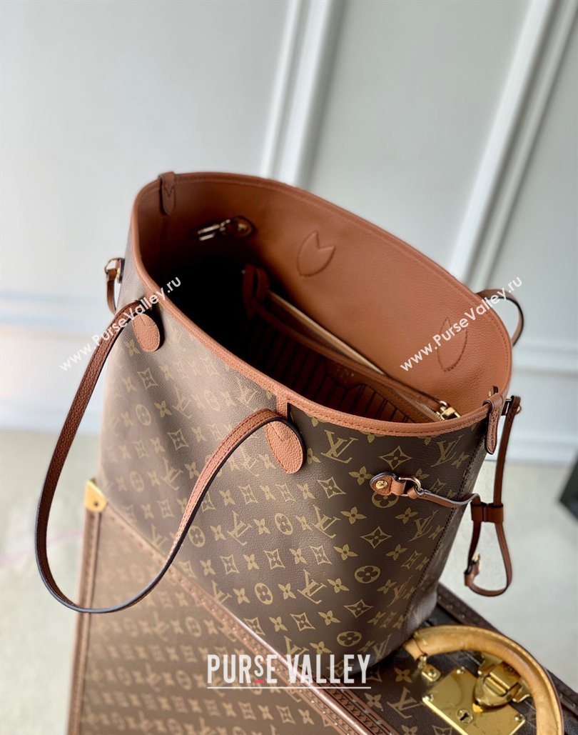 Louis Vuitton Neverfull Bandouliere Inside Out MM Tote bag Monogram Canvas/Tan Brown Leather 2025 M12061 (KI-251125087)