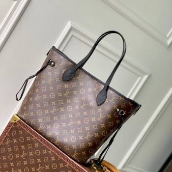 Louis Vuitton Neverfull Bandouliere Inside Out MM Tote bag Monogram Canvas/Black Leather 2025 M14994 (KI-251125089)