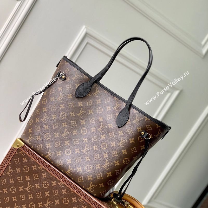 Louis Vuitton Neverfull Bandouliere Inside Out MM Tote bag Monogram Canvas/Black Leather 2025 M14994 (KI-251125089)