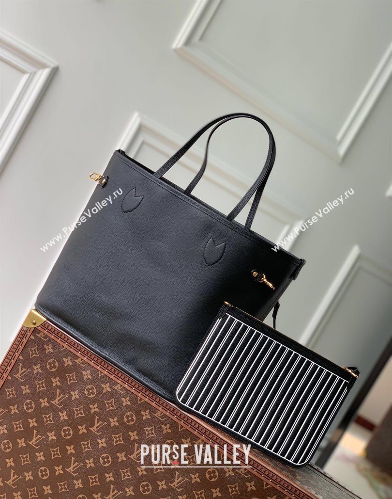 Louis Vuitton Neverfull Bandouliere Inside Out MM Tote bag Monogram Canvas/Black Leather 2025 M14994 (KI-251125089)