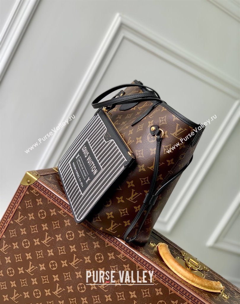 Louis Vuitton Neverfull Bandouliere Inside Out MM Tote bag Monogram Canvas/Black Leather 2025 M14994 (KI-251125089)