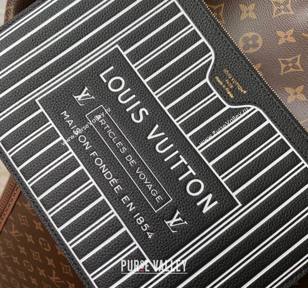 Louis Vuitton Neverfull Bandouliere Inside Out MM Tote bag Monogram Canvas/Black Leather 2025 M14994 (KI-251125089)