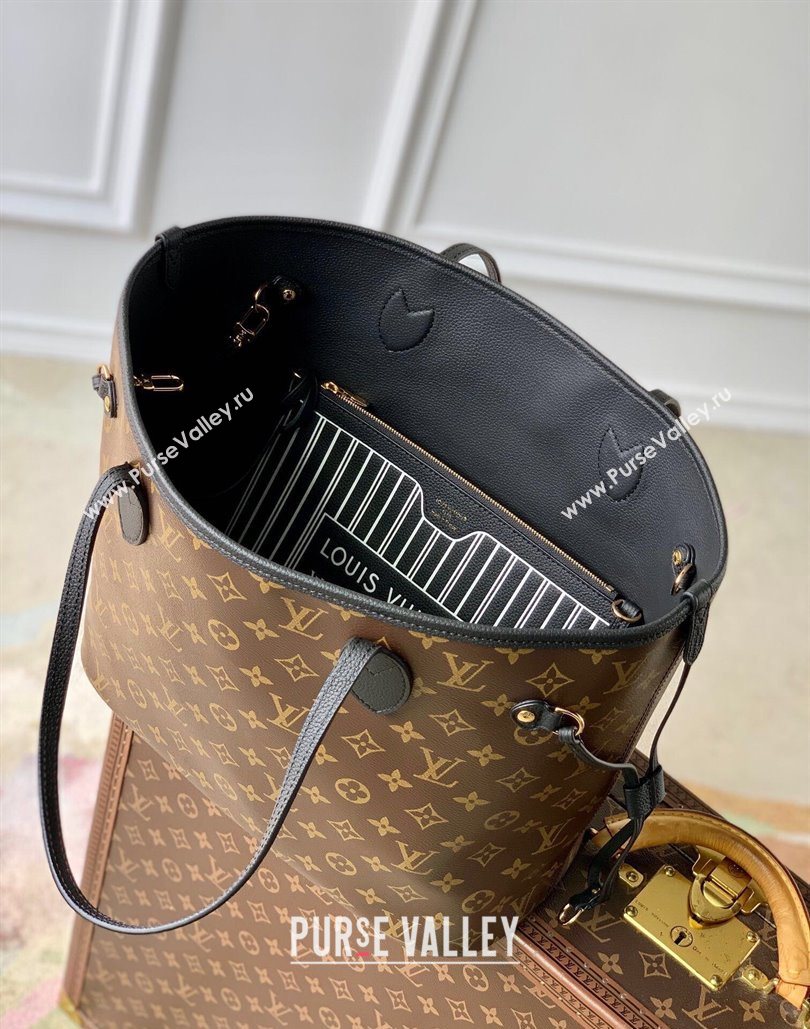 Louis Vuitton Neverfull Bandouliere Inside Out MM Tote bag Monogram Canvas/Black Leather 2025 M14994 (KI-251125089)