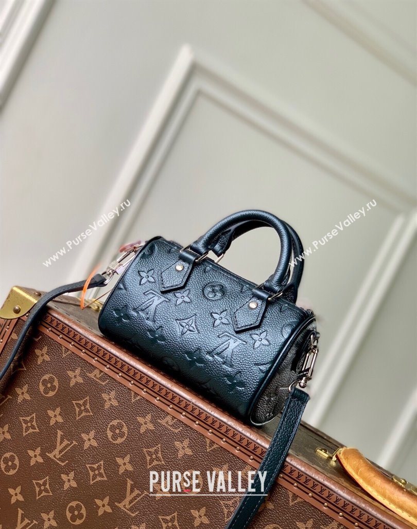 Louis Vuitton Nano Speedy Bag in Monogram Leather Shimmery Ink Blue 2025 M26510 (KI-251126012)