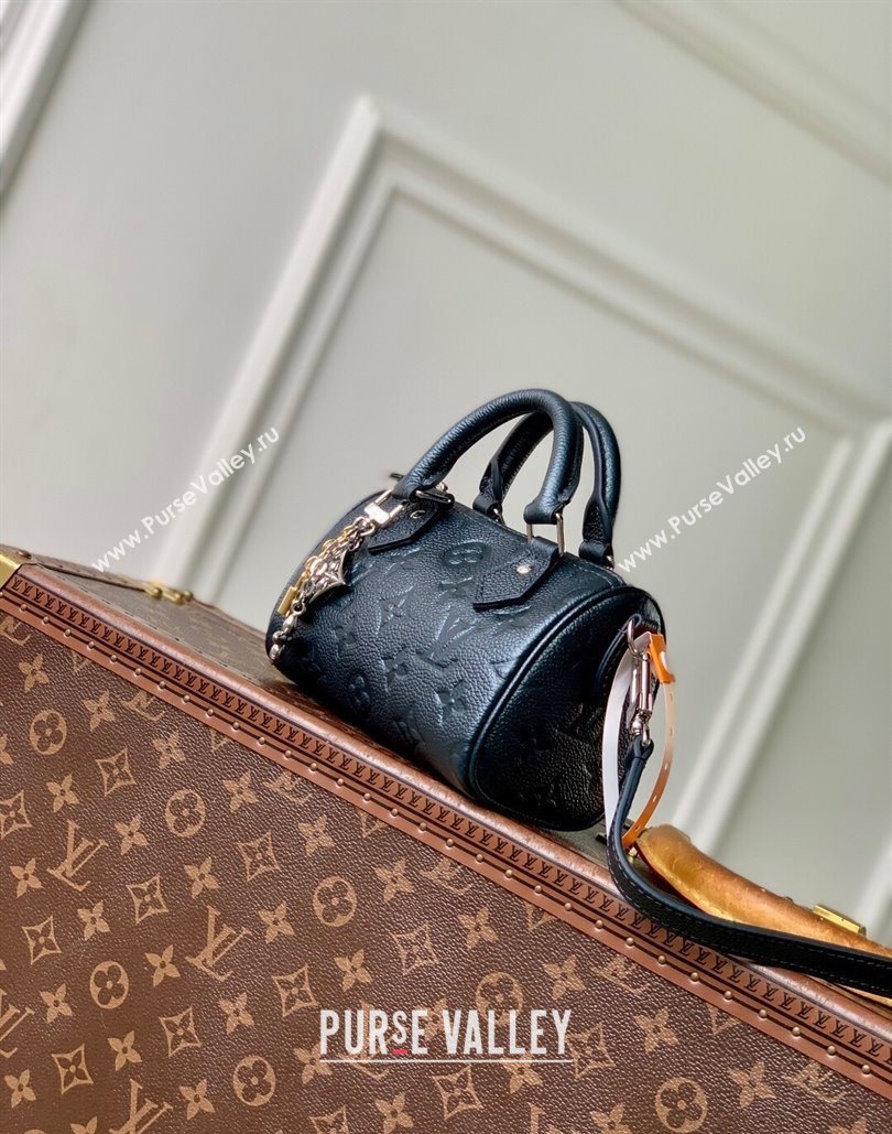 Louis Vuitton Nano Speedy Bag in Monogram Leather Shimmery Ink Blue 2025 M26510 (KI-251126012)