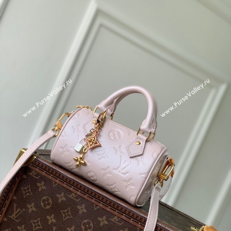 Louis Vuitton Nano Speedy Bag in Monogram Leather Snowy Pearl Pink 2025 M27107 (KI-251126013)