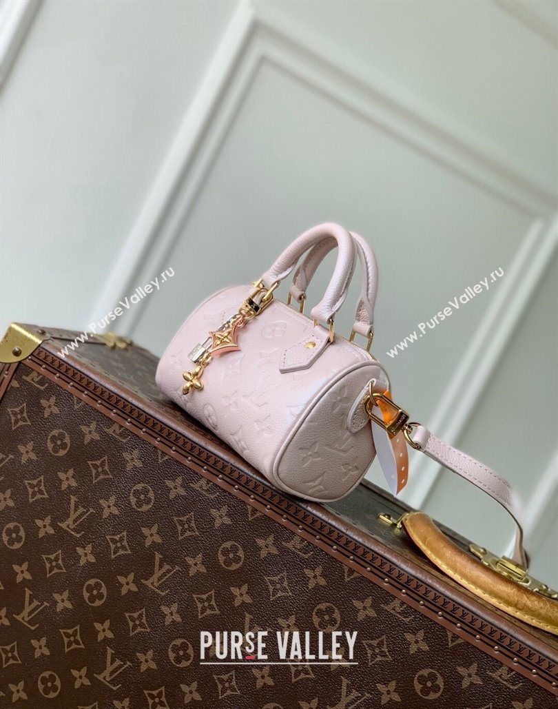 Louis Vuitton Nano Speedy Bag in Monogram Leather Snowy Pearl Pink 2025 M27107 (KI-251126013)