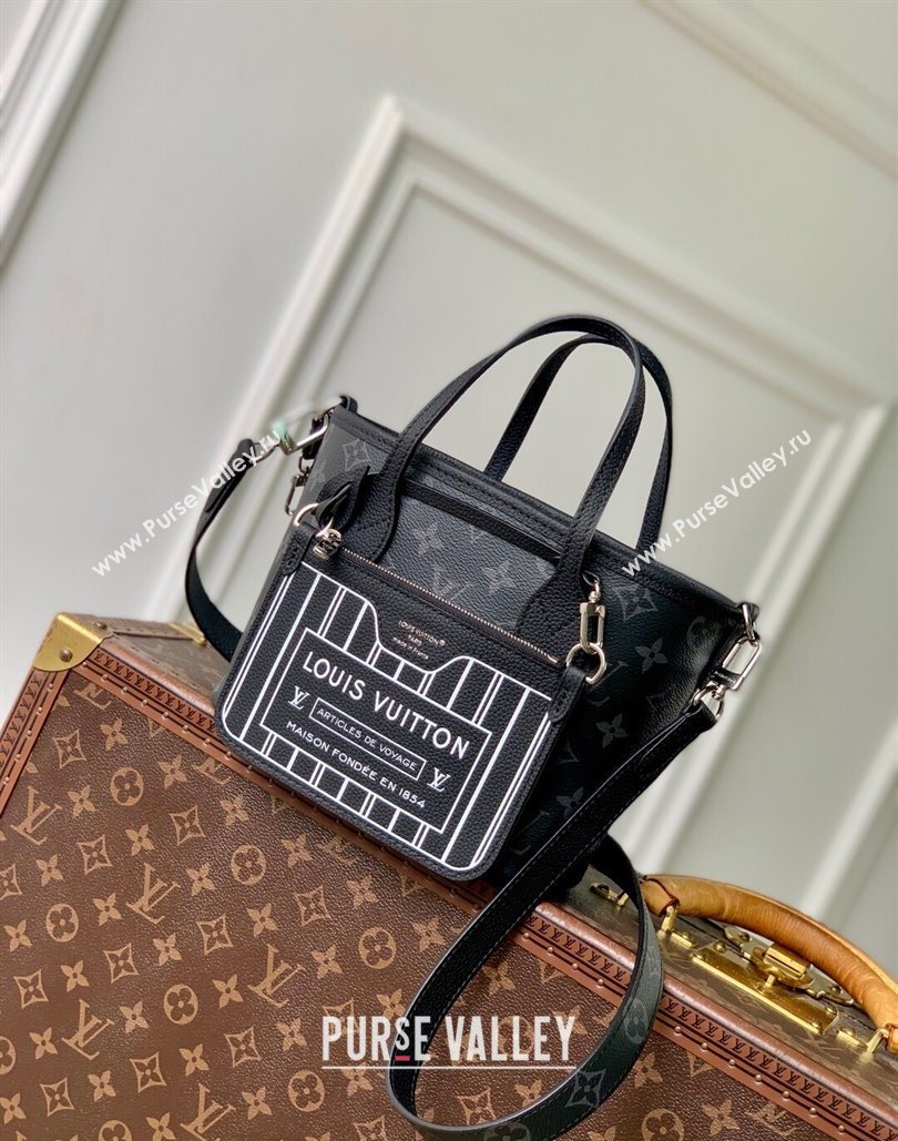 Louis Vuitton Neverfull Inside Out BB Tote Bag M12099 Black Leather/Monogram Eclipse Canvas 2025 (KI-251125084)