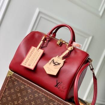 Louis Vuitton Speedy Soft 30 Bag in Calfskin leather Plum Red 2025 M25766 (KI-251126016)