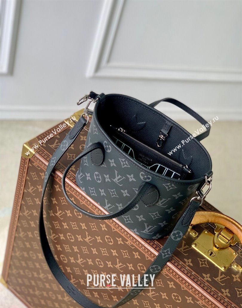 Louis Vuitton Neverfull Inside Out BB Tote Bag M12099 Black Leather/Monogram Eclipse Canvas 2025 (KI-251125084)