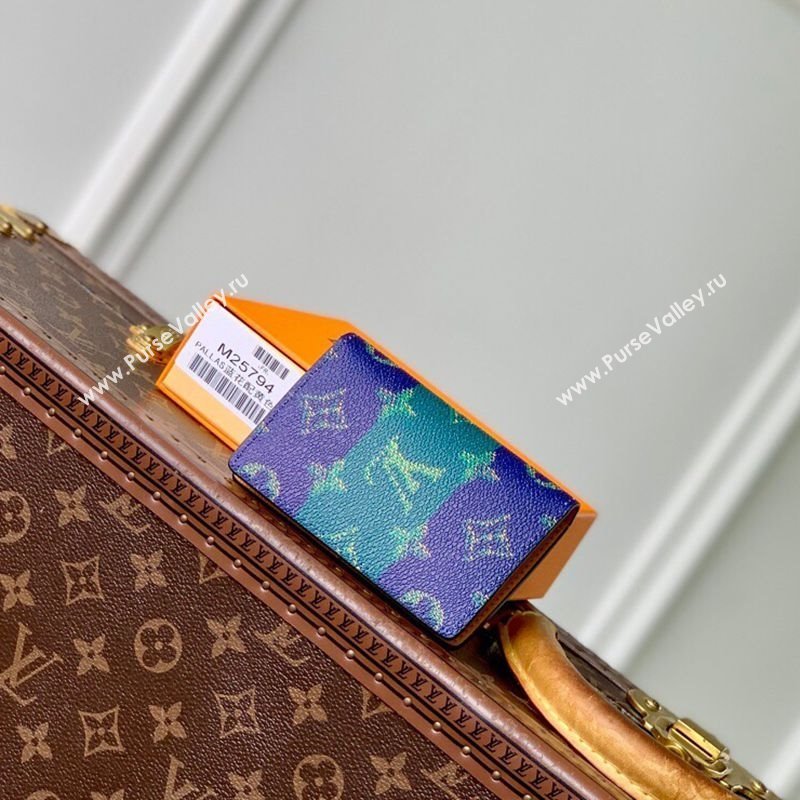 Louis Vuitton Pocket Organizer Wallet in Blue Stripes Monogram Heritage Canvas 2025 M25794 (KI-251126017)