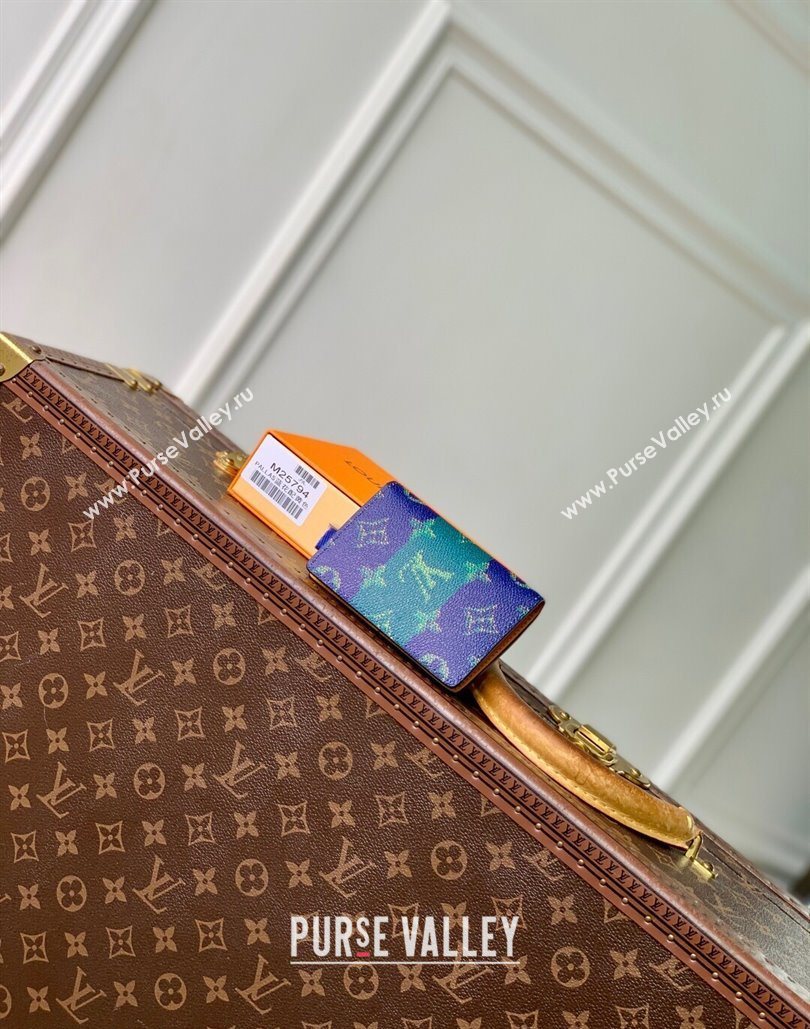 Louis Vuitton Pocket Organizer Wallet in Blue Stripes Monogram Heritage Canvas 2025 M25794 (KI-251126017)