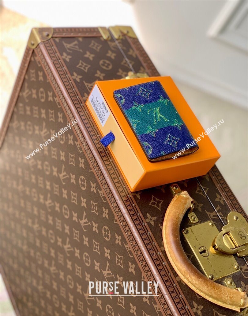 Louis Vuitton Pocket Organizer Wallet in Blue Stripes Monogram Heritage Canvas 2025 M25794 (KI-251126017)