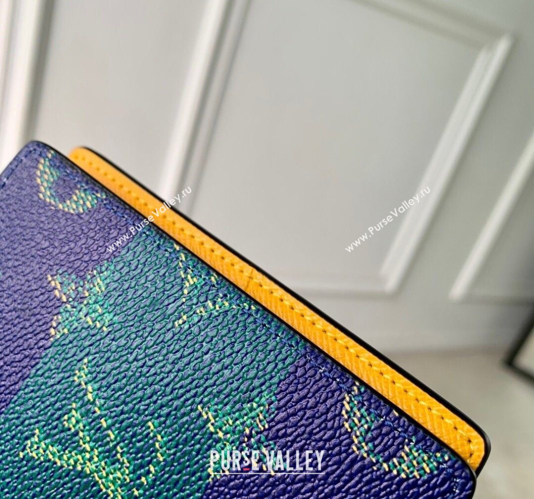 Louis Vuitton Pocket Organizer Wallet in Blue Stripes Monogram Heritage Canvas 2025 M25794 (KI-251126017)