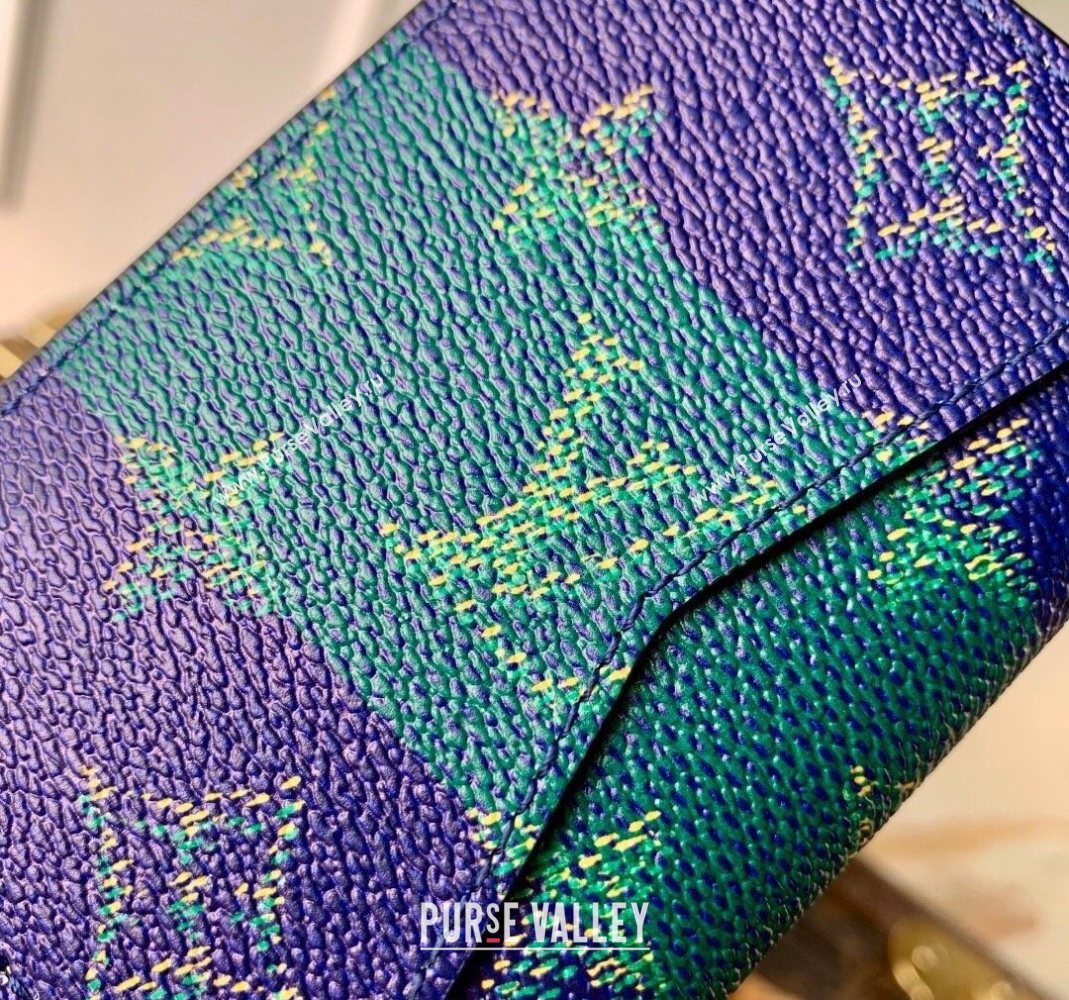 Louis Vuitton Pocket Organizer Wallet in Blue Stripes Monogram Heritage Canvas 2025 M25794 (KI-251126017)