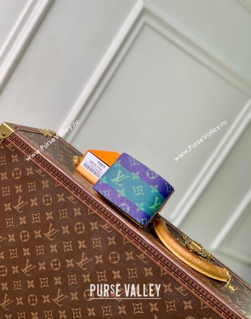 Louis Vuitton Slender Wallet in Blue Stripes Monogram Heritage Canvas 2025 M25795 (KI-251126018)