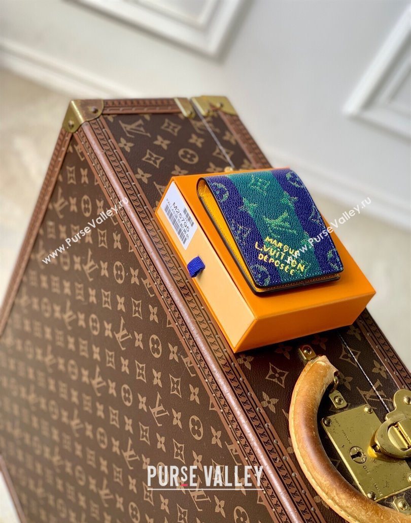 Louis Vuitton Slender Wallet in Blue Stripes Monogram Heritage Canvas 2025 M25795 (KI-251126018)