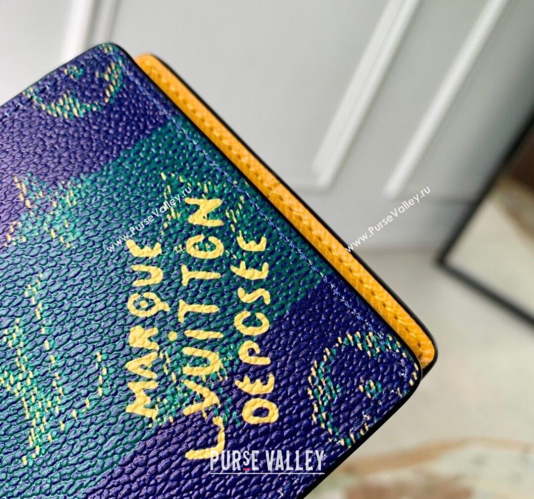 Louis Vuitton Slender Wallet in Blue Stripes Monogram Heritage Canvas 2025 M25795 (KI-251126018)