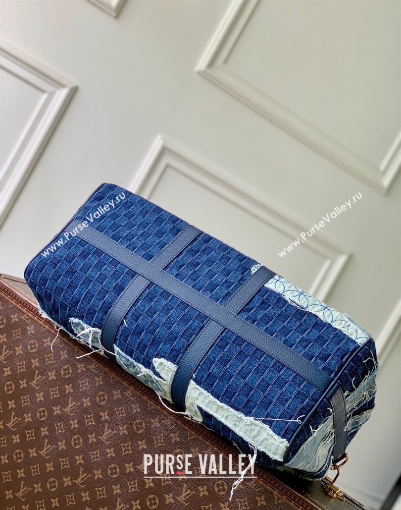 Louis Vuitton Keepall Bandouliere 50 travel bag in Blue Denim 2025 M26117 (KI-251126027)