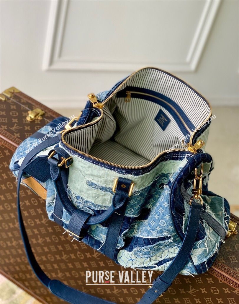Louis Vuitton Keepall Bandouliere 50 travel bag in Blue Denim 2025 M26117 (KI-251126027)