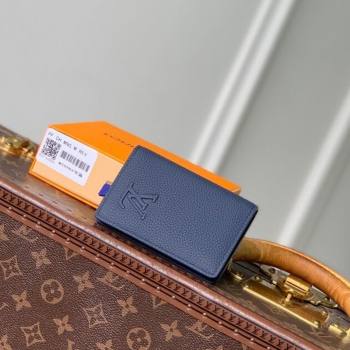 Louis Vuitton Pocket Organizer Wallet in Waxy calfskin leather Navy Blue 2025 M25984 (KI-251125114)