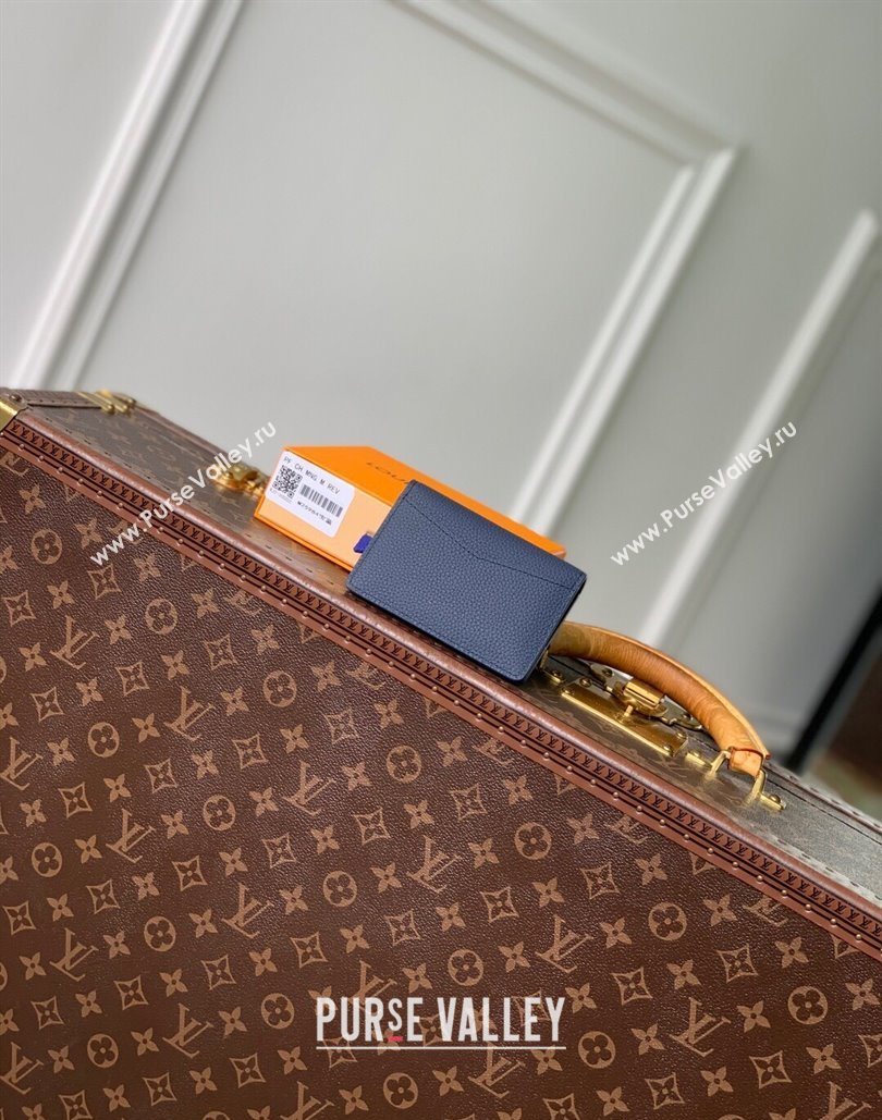 Louis Vuitton Pocket Organizer Wallet in Waxy calfskin leather Navy Blue 2025 M25984 (KI-251125114)