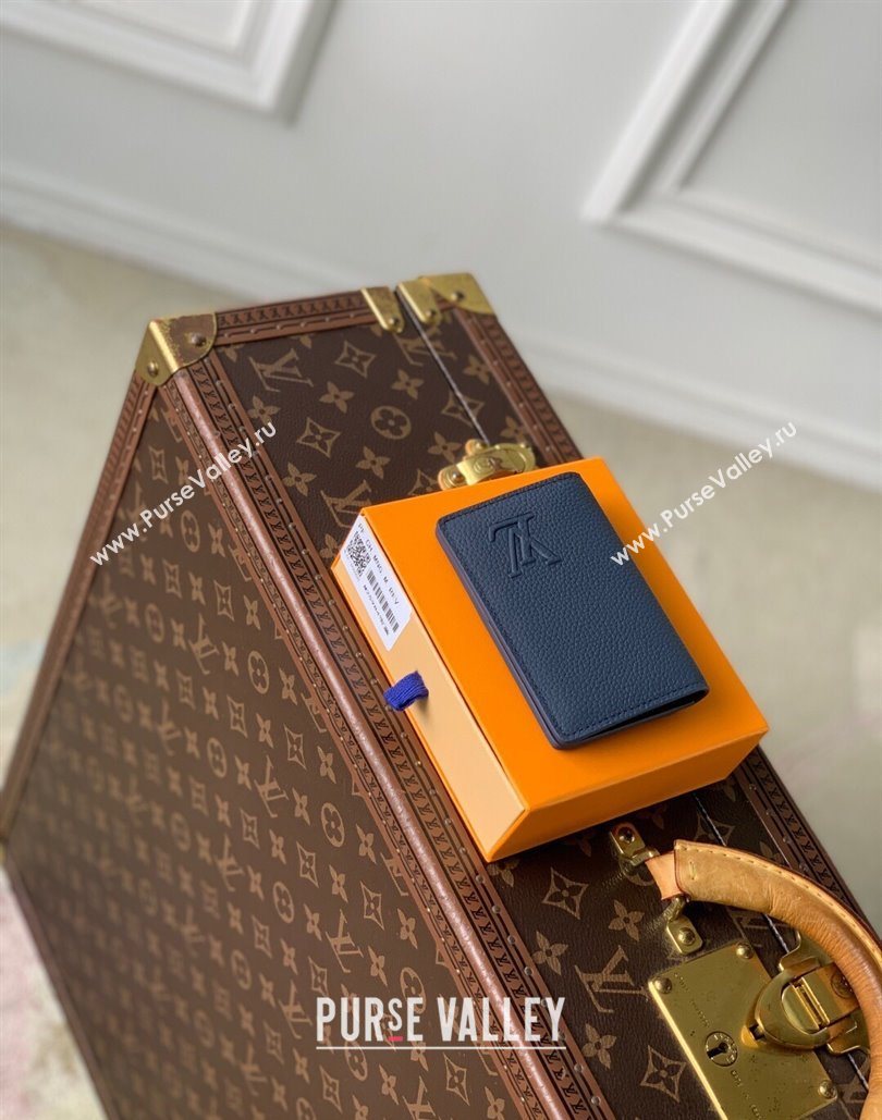 Louis Vuitton Pocket Organizer Wallet in Waxy calfskin leather Navy Blue 2025 M25984 (KI-251125114)