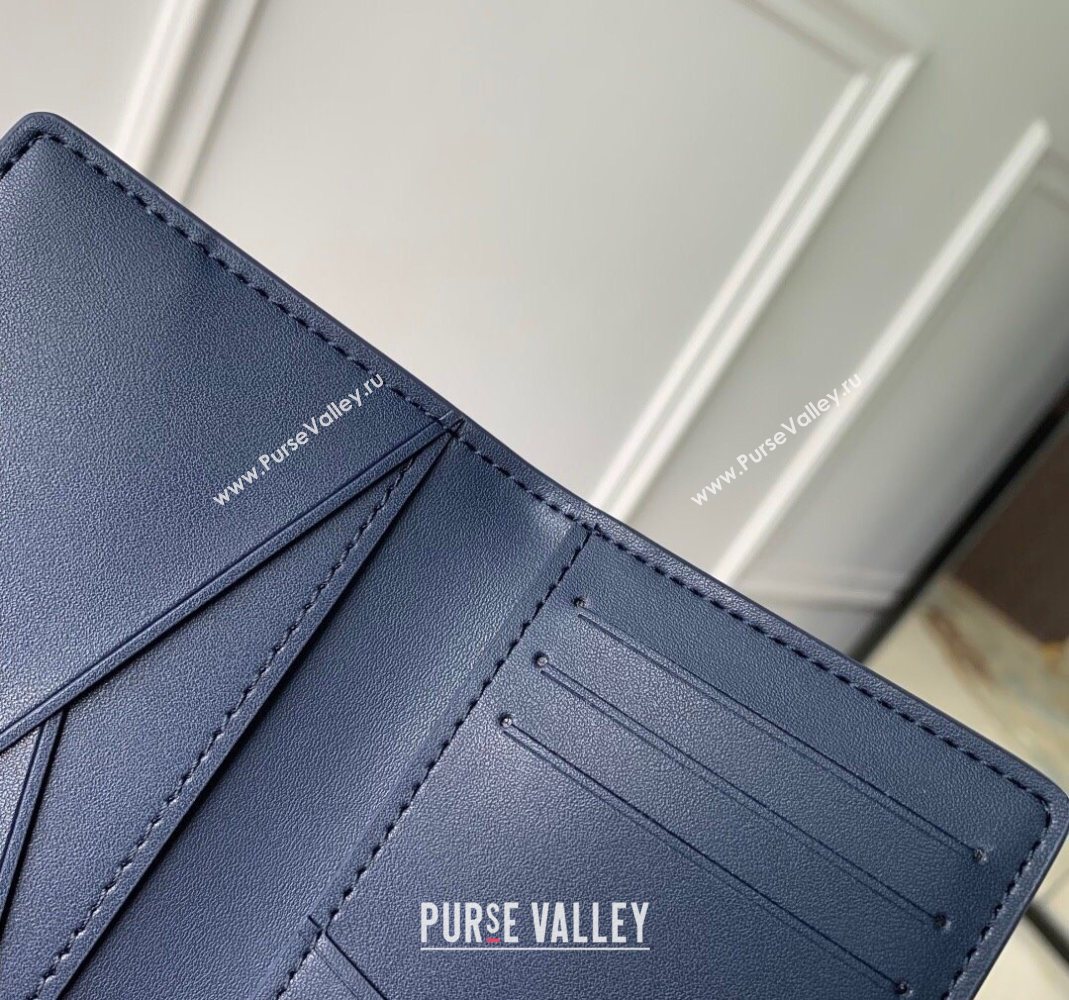 Louis Vuitton Pocket Organizer Wallet in Waxy calfskin leather Navy Blue 2025 M25984 (KI-251125114)