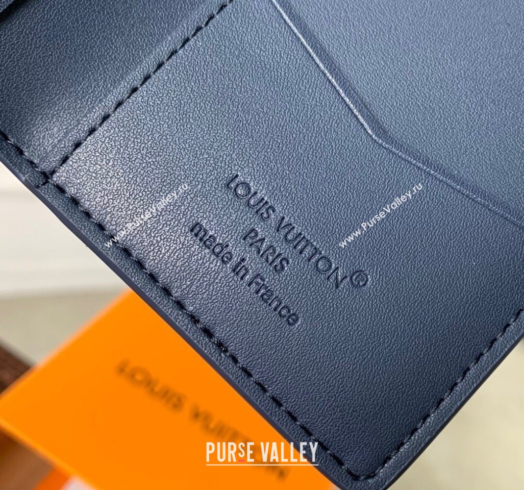 Louis Vuitton Pocket Organizer Wallet in Waxy calfskin leather Navy Blue 2025 M25984 (KI-251125114)