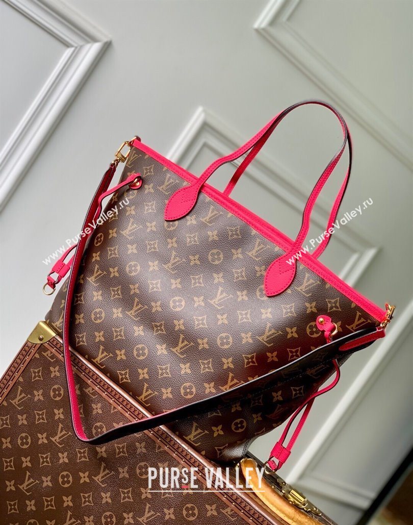 Louis Vuitton Neverfull Bandouliere Inside Out MM Tote bag Monogram Canvas/Pondichery Pink Textile 2025 M12707 (KI-251125085)