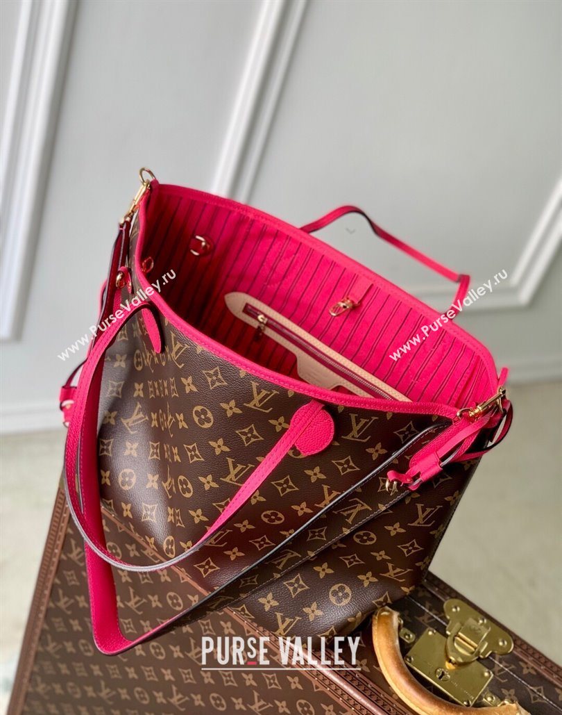 Louis Vuitton Neverfull Bandouliere Inside Out MM Tote bag Monogram Canvas/Pondichery Pink Textile 2025 M12707 (KI-251125085)