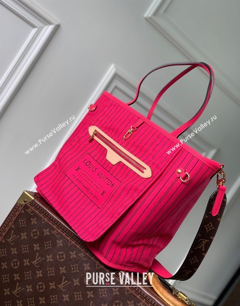 Louis Vuitton Neverfull Bandouliere Inside Out MM Tote bag Monogram Canvas/Pondichery Pink Textile 2025 M12707 (KI-251125085)