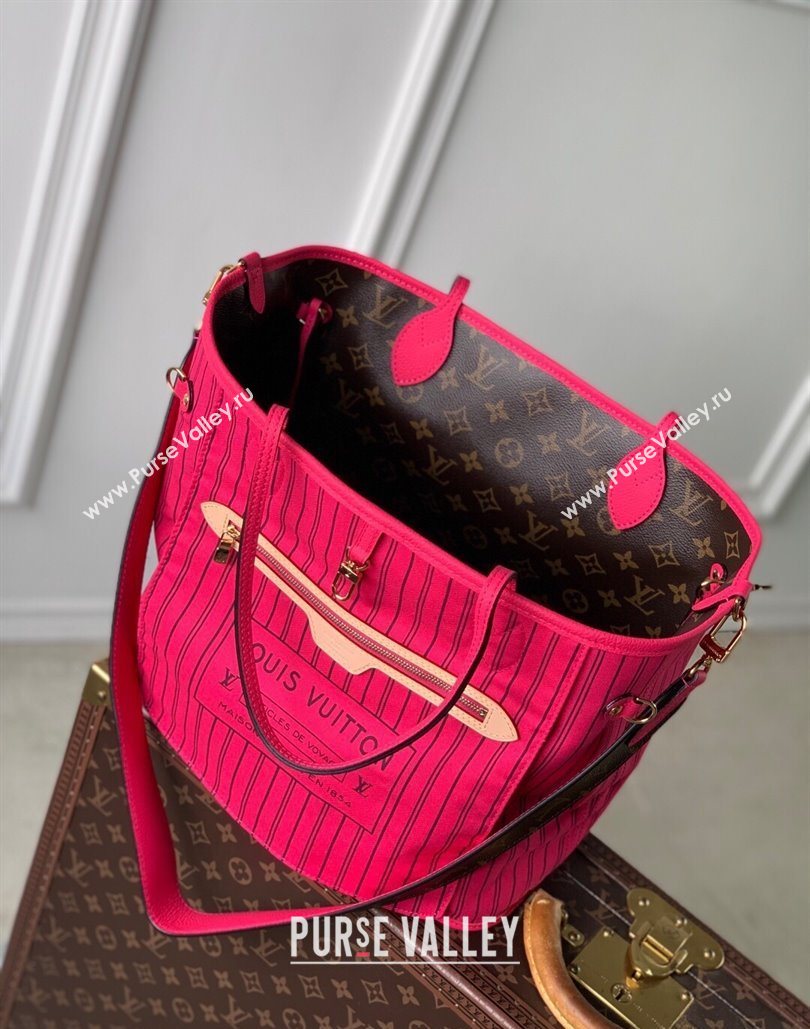 Louis Vuitton Neverfull Bandouliere Inside Out MM Tote bag Monogram Canvas/Pondichery Pink Textile 2025 M12707 (KI-251125085)