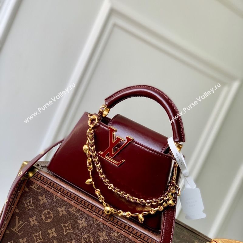 Louis Vuitton Capucines East-West Mini Bag in Leather M25473 Grenat Red 2025 (KI-251125093)