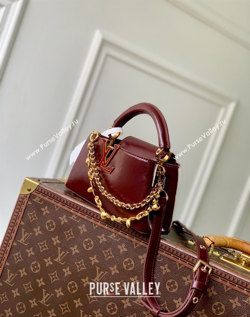 Louis Vuitton Capucines East-West Mini Bag in Leather M25473 Grenat Red 2025 (KI-251125093)