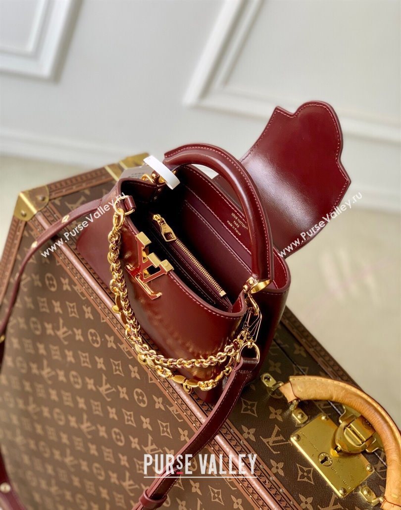 Louis Vuitton Capucines East-West Mini Bag in Leather M25473 Grenat Red 2025 (KI-251125093)