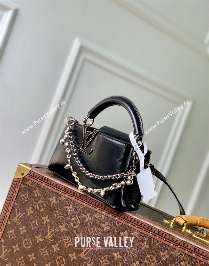 Louis Vuitton Capucines East-West Mini Bag in Leather M25473 Black 2025 (KI-251125094)