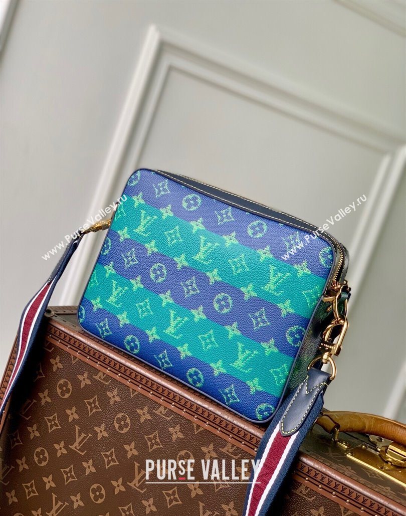 Louis Vuitton Mens Trio Messenger Bag in Blue Stripes Monogram Heritage Canvas 2025 M26026 (KI-251126019)