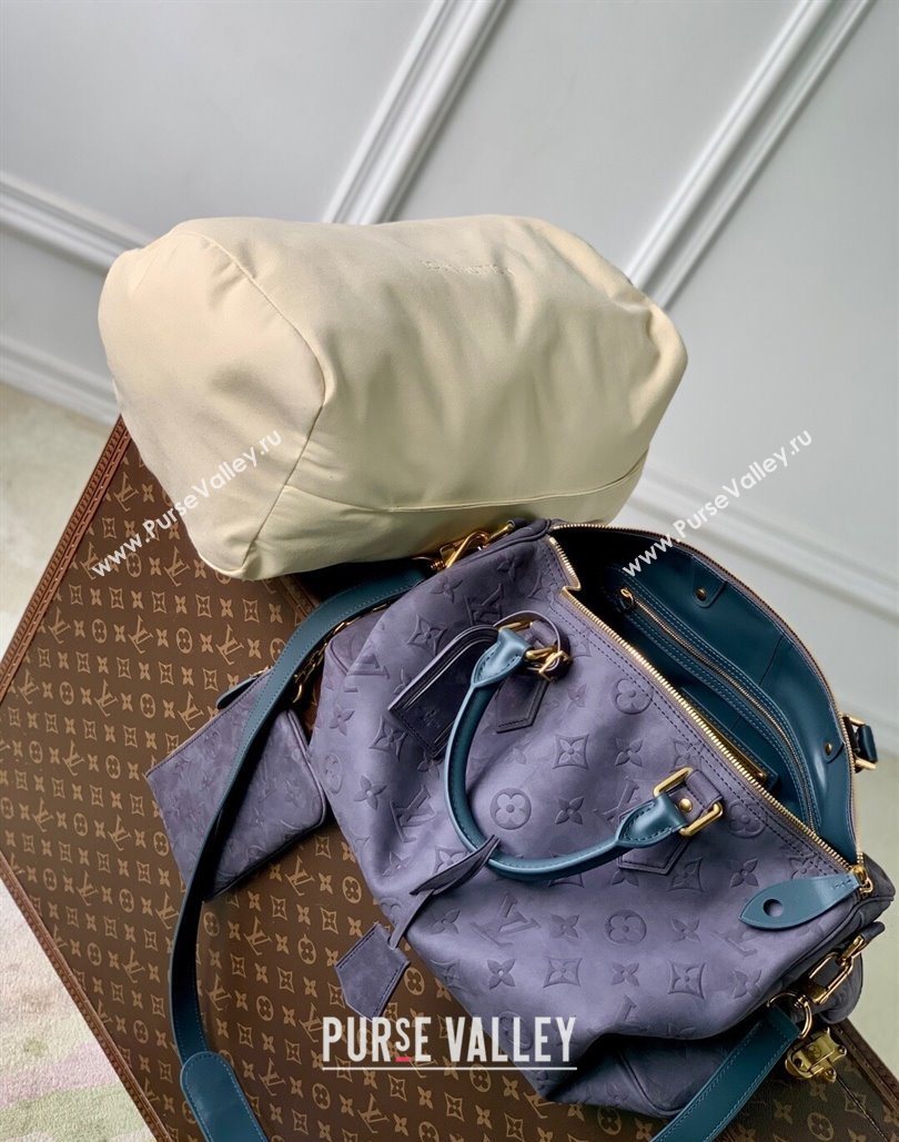 Louis Vuitton Speedy P9 Bandouliere 40 Bag in Grey Suede 2025 M15225 (KI-251126065)