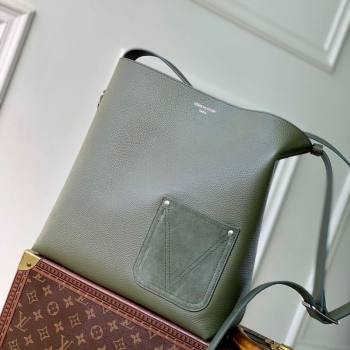 Louis Vuitton Mens Verso Hobo Bag in LV Touch Leather Khaki Green 2025 M26747 (KI-251126068)