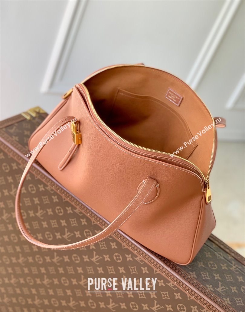 Louis Vuitton Low Key Duffle Tote Bag in Black Calf leather Cognac Brown 2025 M26257 (KI-251126054)